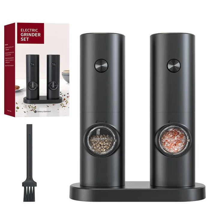 Automatic Gravity Salt and Pepper Mill Set with Adjustable Coarseness and LED Light - Rechargeable Electric Grinder for Effortless Seasoning