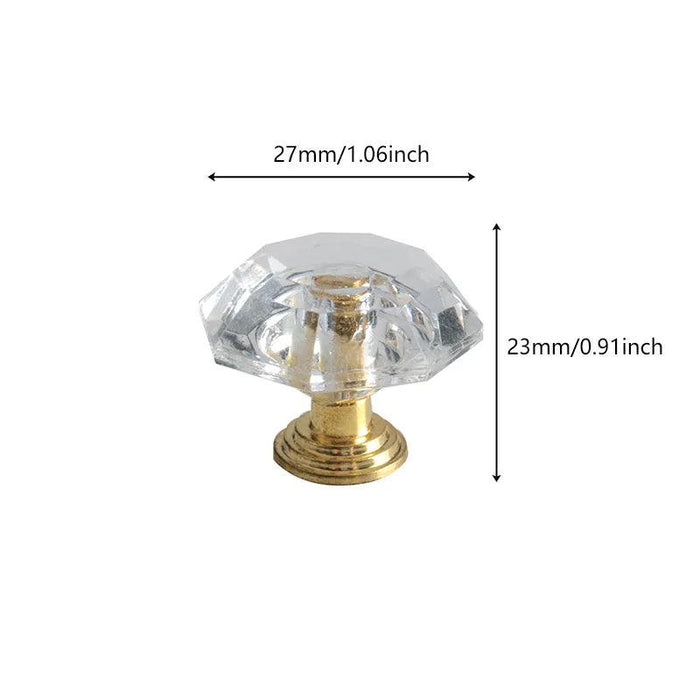 Chic Gold-Base Crystal Glass Knobs for Stylish Kitchen Cabinets and Furniture