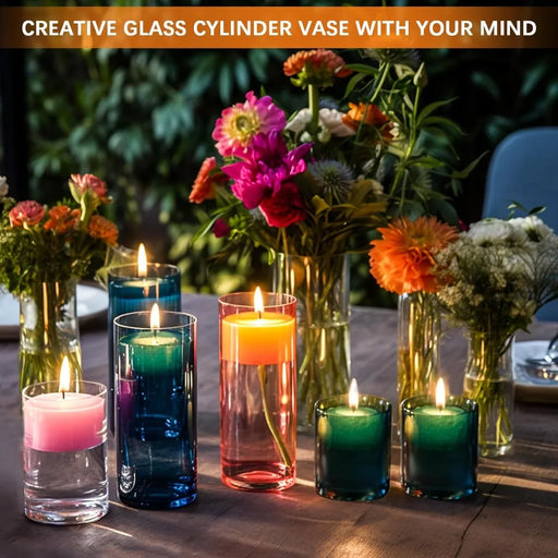 Clear Glass Cylinder Vases Bulk Set for Wedding Home Decor
