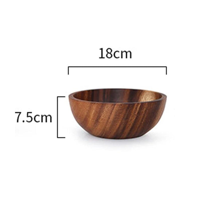 Artisanal Acacia Wood Serving Bowl - Japanese-Inspired Elegance for Culinary Delights