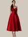 DEAT Chic Bowknot High-Waisted Satin Evening Dress - Strapless Backless Women's Summer Celebration Gown