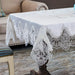 Luxurious White Gold Velvet Table Cover with Lace Detailing - Exquisite Dining Room Style