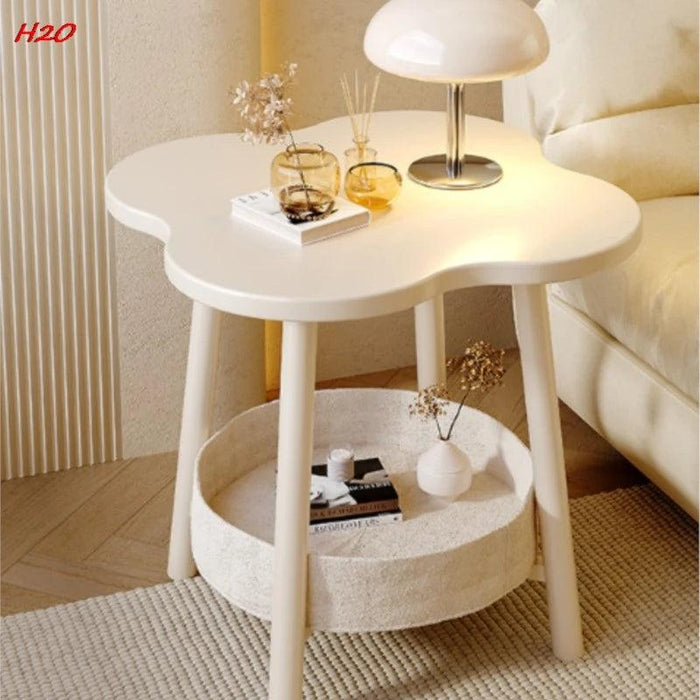 Clover-Shaped Double Tier Storage Coffee Table for Living Room and Balcony