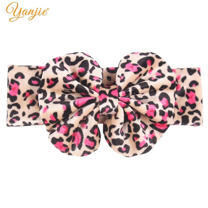 Leopard Print Velvet Headband and Hair Bow Set - Stylish Hair Accessories for Fashion-Forward Girls