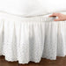 Embroidered Floral Cotton Queen Bed Skirt - Elastic Fit with Elegant Finish