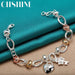 Radiant 925 Sterling Silver Heart Lock Clover Bracelet with Dazzling Zircon Stones