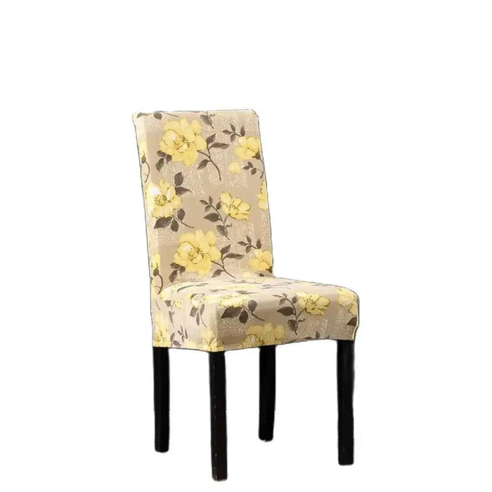 Nordic Floral Stretch Chair Slipcover in Yellow and Tan