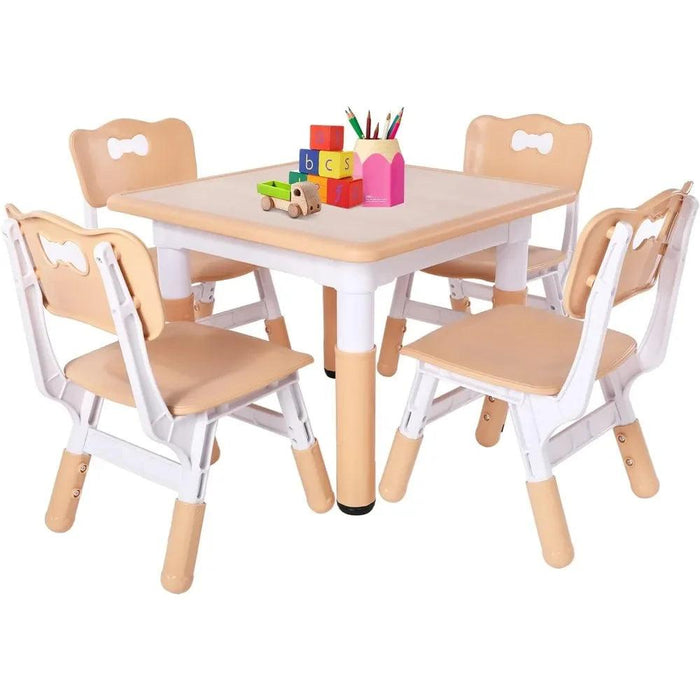 Adjustable Kids Art & Craft Table Set with Waterproof Clean Surface - Ideal for Ages 3-8