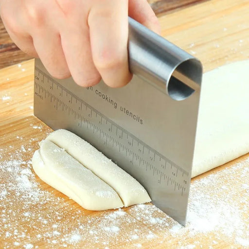 Stainless Steel Cake Dough Scraper Cutter with Scale - Multipurpose Baking Tool