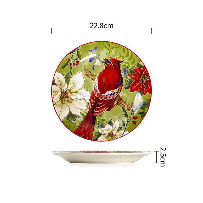 Vibrant Underglaze Ceramic Dinner Plates for Steak, Pasta, and Salad - Stylish Dishware for Your Kitchen