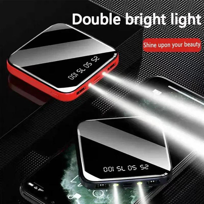 Ultra-Portable 50000mAh Power Bank with LED Mirror Display and Dual USB Ports - Perfect for On-the-Go Charging