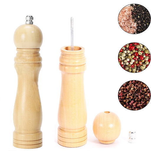 Adjustable Wooden Salt and Pepper Mill Set with Ceramic Rotor for Gourmet Seasoning