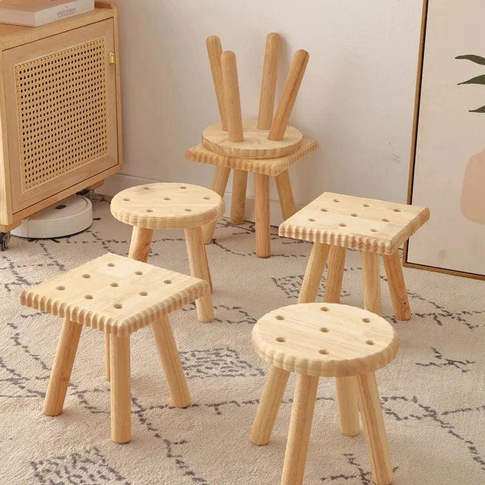 Stylish Solid Wood Children's Cookie Bench - Versatile Low Stool for Home and Play Areas