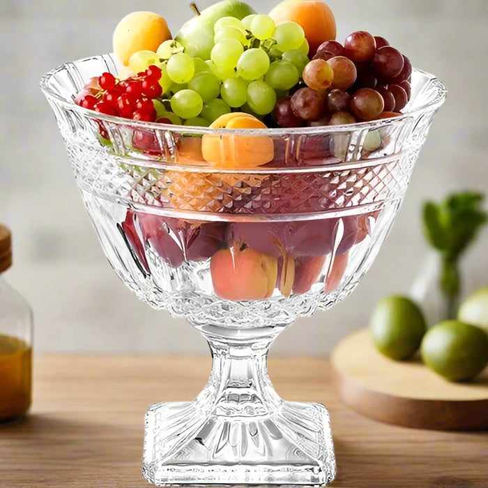 Elegant 30 cm Transparent Glass Bowl for Serving Fruits, Salads, and Snacks