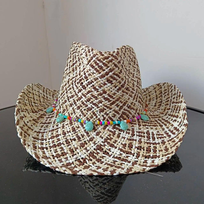 Lake Blue Western Cowboy Straw Hat Unisex with Adjustable Size