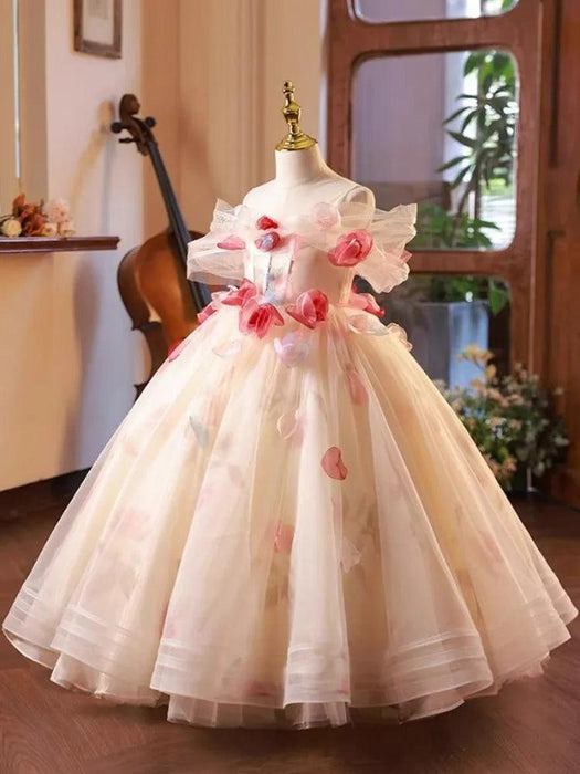 Elegant Children's Appliqued Evening Gown for Special Occasions