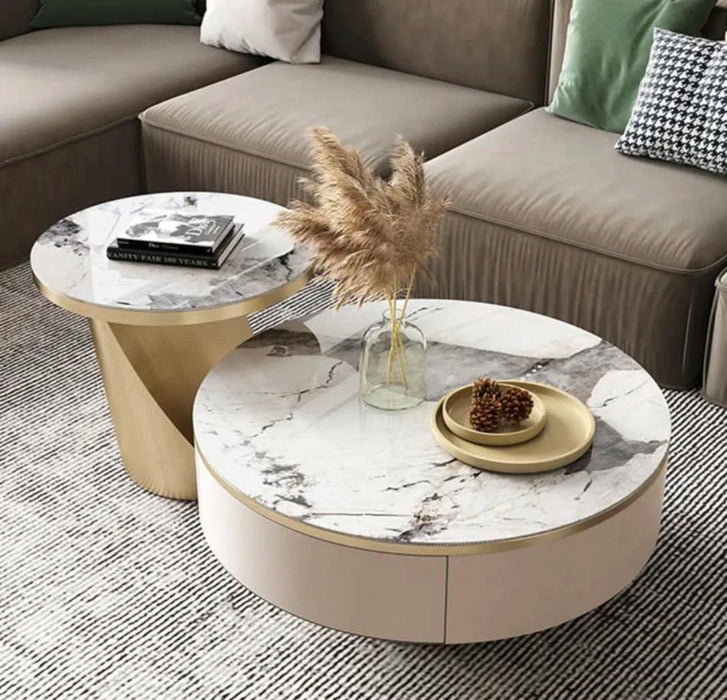 Sophisticated Round Coffee Table with Hidden Storage and Chic Design