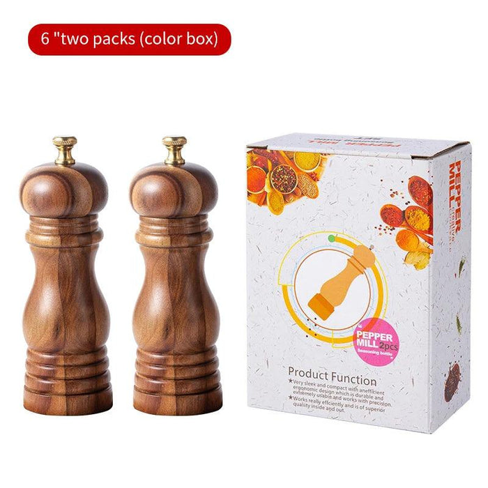 Elegant Acacia Wood Spice Grinders - Enhance Your Kitchen Aesthetics