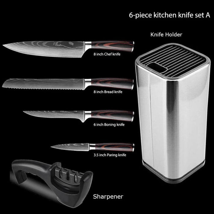 Exquisite Damascus Steel Chef Knife Collection - 1-10Pcs Japanese Santoku and Utility Knives for Culinary Excellence