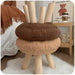 Scandinavian Round Wooden Pouf Stool with Easy-Care Cover