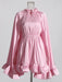Chicever Women's Stylish Ruffled Mini Dress with High Neck, Spring 2024 Collection
