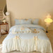 Elegant French Lace Ruffled Duvet Cover Set - Luxurious Bedding Ensemble with Bow Accents, Soft Sheets and Pillowcases