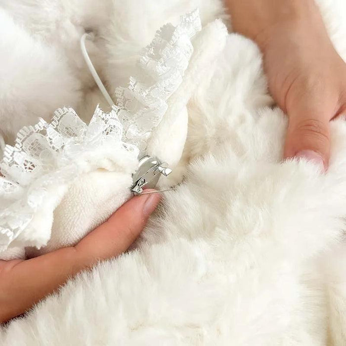 Plush Faux Rabbit Fur Bedding Ensemble with Charming Ball Accents - Duvet Cover, Sheets, and Pillowcases