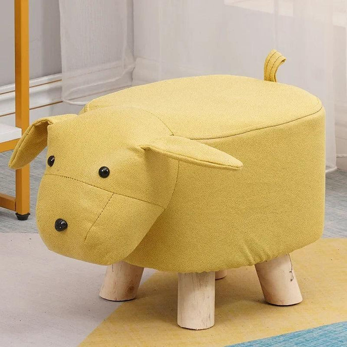 Charming Cartoon Animal Wooden Stool for Kids - Fun and Portable Shoe Changing Seat