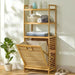 Chic Wooden Vine Laundry Basket with Shelf - Spacious Storage Solution for Your Bathroom