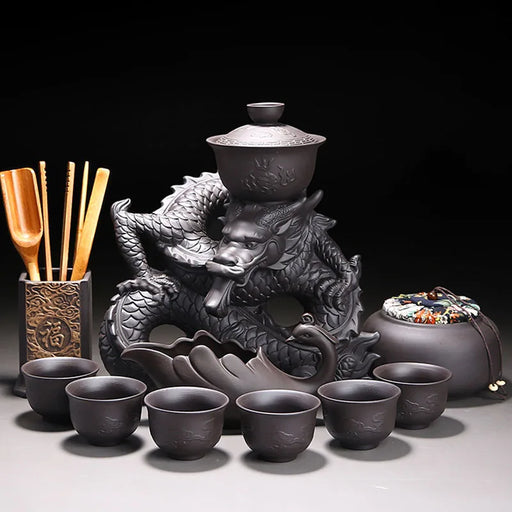 Chinese Gongfu Tea Set with Portable Infuser and Elegant Porcelain Teapot