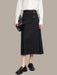 Chic Black A-Line Denim Skirt for Women - Stylish Autumn Essential with Button Front and Trendy Split Detail