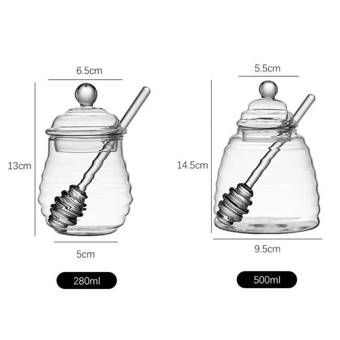 Elegant Clear Glass Honey Jar Collection with Dipper and Lid - Perfect for Any Occasion