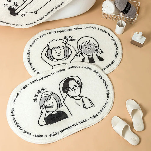 Super Soft Cartoon Bathroom Mat Set with Non-Slip Bottom