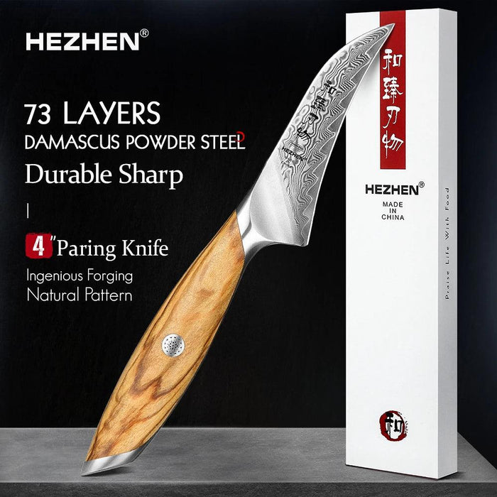 Luxury 73-Layer Damascus Steel Chef's Knife Set with Olive Wood Handles - Ideal for Gifting