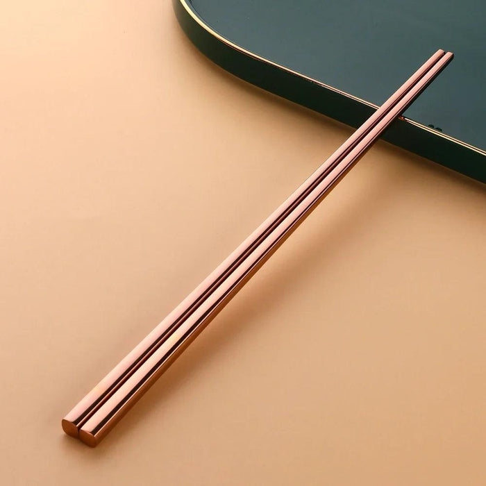 Sleek and Sturdy Stainless Steel Chopsticks - Ergonomic Non-Slip Grip for Sushi and Asian Cuisine