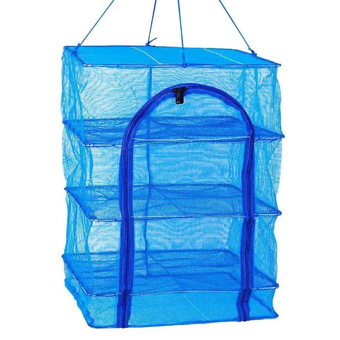 4-Tier Portable Mesh Hanging Dry Net for Food and Seafood with Zip Storage Bag