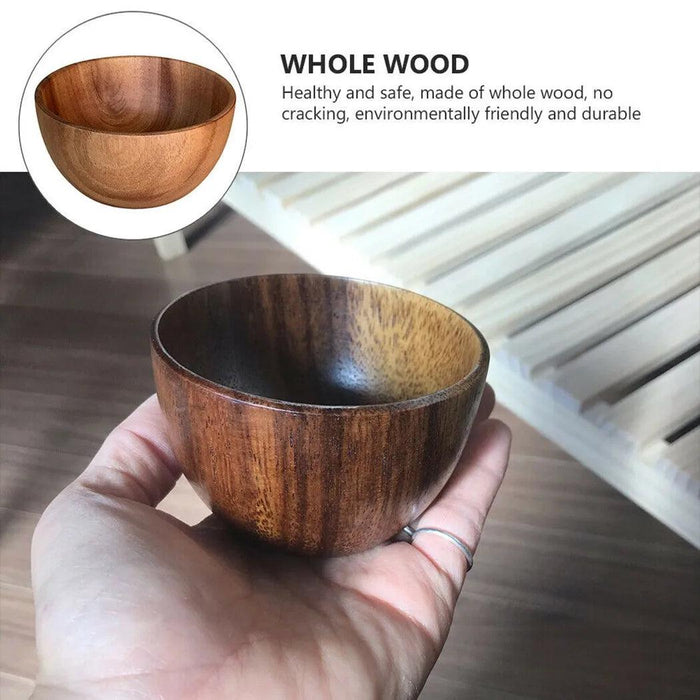 Acacia Wood Japanese Bowl - Elegant Multi-Purpose Container for Soups, Salads, and Rice for Children and Dining