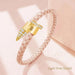 Chic Customizable Leather Nail Bracelet with Dazzling Zirconia - Stylish Women's Accessory