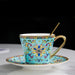 Royal Heritage Enamel Porcelain Tea and Coffee Cup Set with Artistic Borders