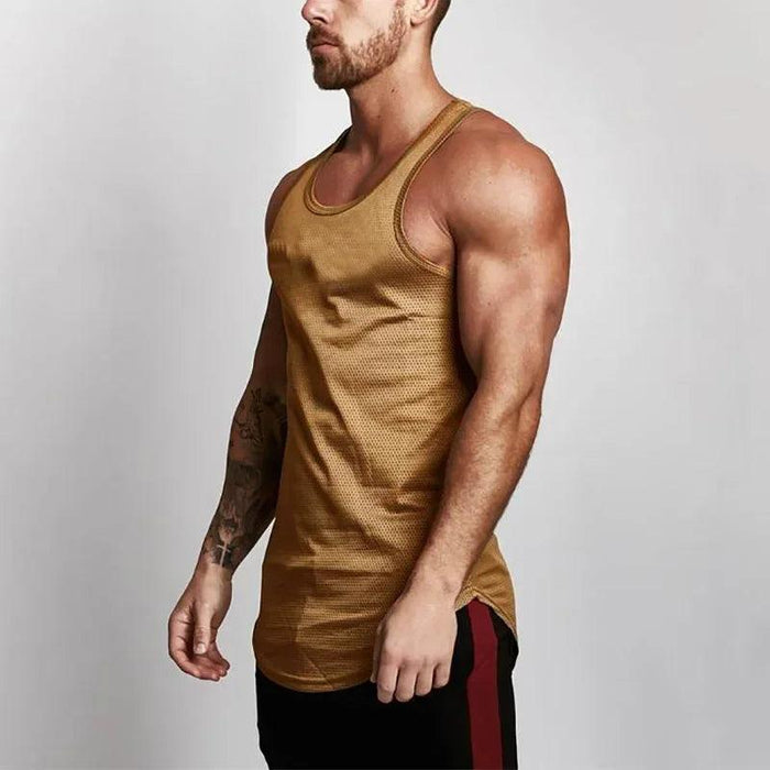 Men's Cool-Dry Mesh Gym Tank - Sleek Sleeveless Bodybuilding Vest for Summer