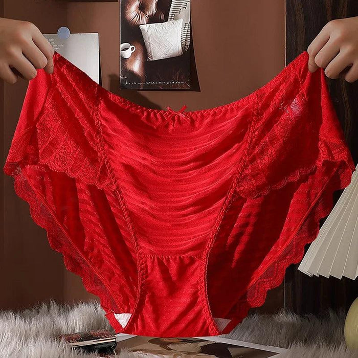 Luxurious Plus Size Lace and Silk Satin Briefs for Women