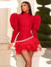 Glamorous Diamond & Feather Bubble Sleeve Bodycon Mini Dress - Dazzling Elegance