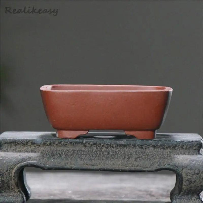 Elegant Handcrafted Purple Clay Bonsai Planter - Unique Decorative Flower Pot for Home Décor