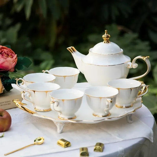 Nordic Elegance: Sophisticated Ceramic Coffee and Tea Set with Teapot and Cups