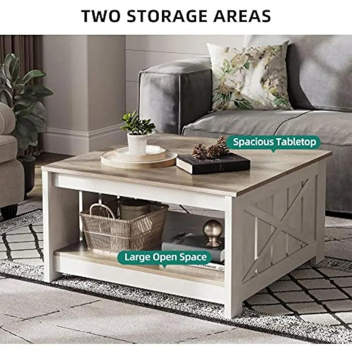 Versatile Rustic Grey Coffee Table Set with Dual Storage Options