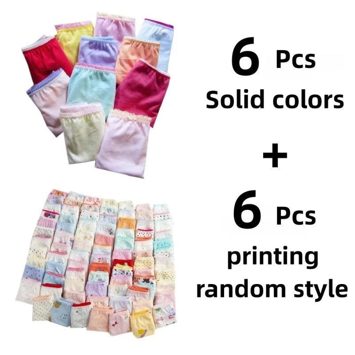 Adorable 12-Pack Cartoon Cotton Briefs for Little Girls - Comfy Underwear for Ages 1-12