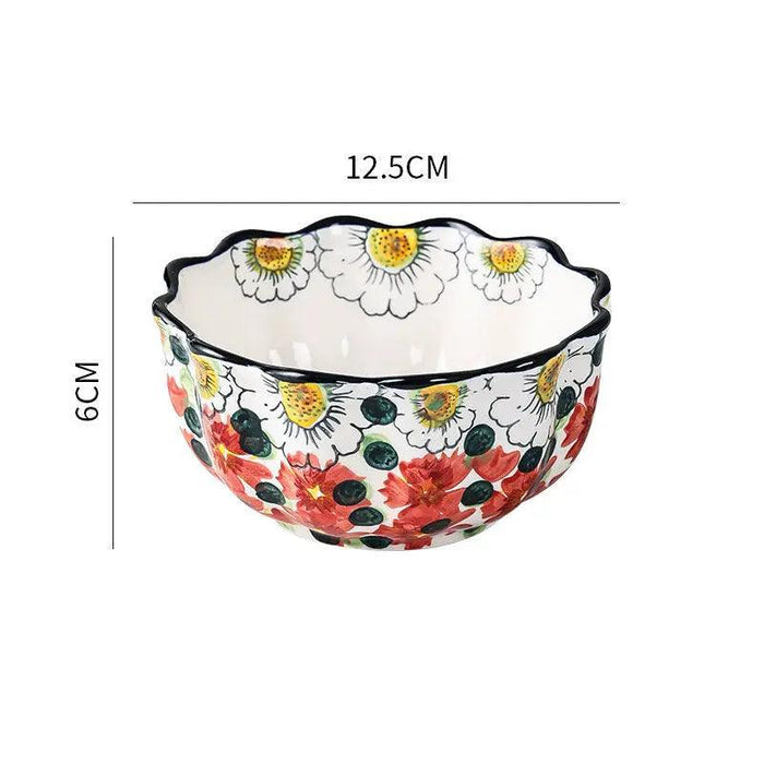 Elegant Bohemian Ceramic Serving Bowl with Handles - Multifunctional Bakeware for Oven, Microwave, and Soup