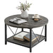 Modern Rustic Round Coffee Table with Generous Storage and Stylish Design