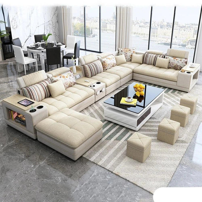 Innovative Bluetooth U-Shaped Convertible Sofa Bed with Integrated Sound System - Customize Your Ideal Hue!