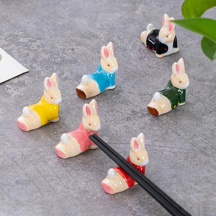 Adorable Japanese Ceramic Rabbit Chopstick Rest for Dining and Home Decor